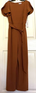 CALVIN KLEIN CROPPED JUMPSUIT, SPLIT SLEEVE, DARK ORANGE, Size 4 NWT - Picture 1 of 12