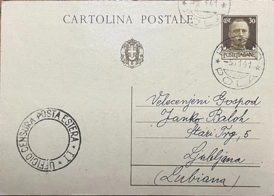 ITALIA 1941 Cartolina Censurata da POZZO (Pola) a LUBIANA - Photo 1/2