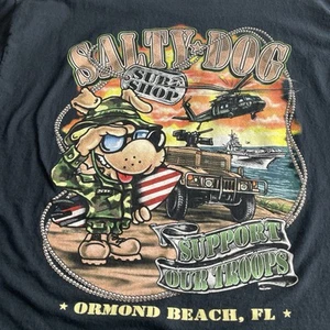 T-Shirt Salty Dog Surf Shop Ormond Beach Support Our Troops schwarz Grafik XL Herren - Bild 1 von 11