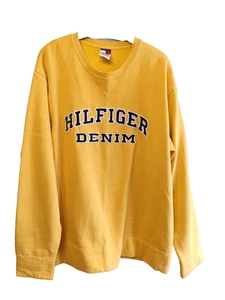 Tommy Hilfiger Large Sweater Jumper Spellout Pullover Jeans Vintage Embroidered - Picture 1 of 9