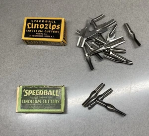 Vintage Speedball Linoleum Cutters Blades~ 2 Patial Boxes ~ Linozip Assorted - Picture 1 of 8
