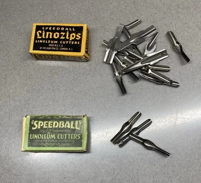 Vintage Speedball Linoleum Cutters Blades~  2 Patial Boxes ~ Linozip Assorted - Image 1 of 4