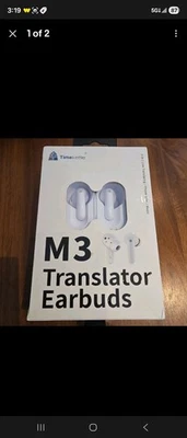 TimeKettle M3 White Bluetooth 3 In 1 Language Translator Earbuds With Manual - Image 1 of 2