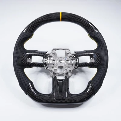 Volante de fibra de carbono real para Ford Mustang GT 2015-2023 Foto 1 de 4