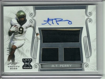 2023 LEAF TRINITY A.T. PERRY ROOKIE/RC AUTO/3X-PATCH RELIC #3/99 - Image 1 of 2