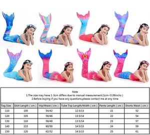 Kinder Meerjungfrauenschwanz Monoflosse Schwimmen Bikini Set Bademode Kostü H5L9 - Bild 1 von 8