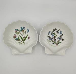 2 Portmeirion Botanic Garden Shell Dishes - Speedwell & Forget-Me-Not Patterns - Picture 1 of 10