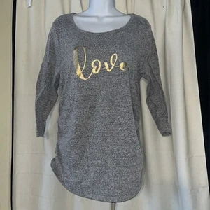 Love Ryan Pullover süß grau geraffte Seiten Größe L - Bild 1 von 2
