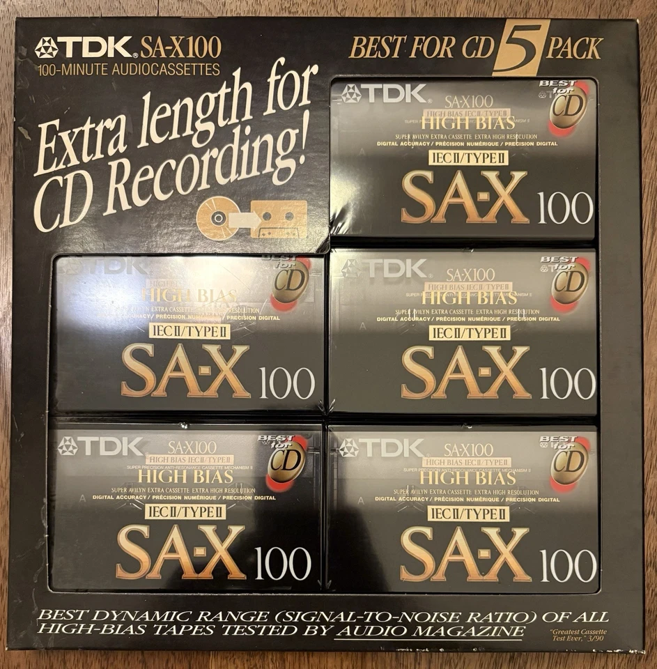 RARO PAQUETE DE 5 CINTAS DE CASETE TDK SA-X100 TIPO II ALTO SESGO IEC/II TIPO 2 Foto 1 de 1