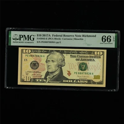 2017A Federal Reserve Note Richmond 10 Dollars Fr#2045-E PMG 66 EPQ Gem UNC - Image 1 of 4