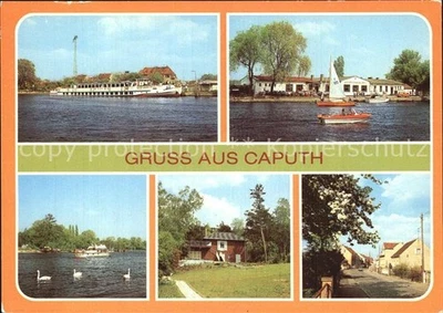 Caputh Schwielochsee Dampferanlegestelle Gaststaette Strandbad Caputh Motorjacht - Bild 1 von 2