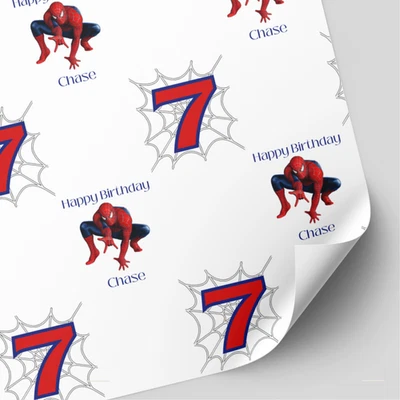 Personalised Spiderman Birthday Wrapping Paper - Image 1 of 3