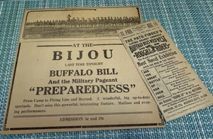 BUFFALO BILL ORIG NEWSPAPER CLIPS 1900 1917 ORIGINAL AUTHENTIC FRAGILE RARE - Picture 1 of 3