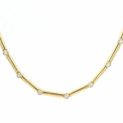 0.50ct Round Bezel Set Lab Grown Diamond 18k Yellow Gold Rodded Tennis Necklace - Image 1 of 4