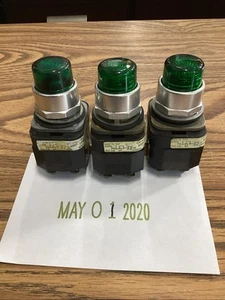 Lot Of 3 GREEN ALLEN BRADLEY 800T-PT16 SER N ILLUMINATED PUSH BUTTON - Picture 1 of 5