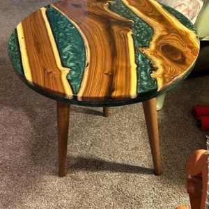 Epoxidharz Grün Couchtischplatte & Holz Sofa Mitteltischplatte Handarbeit Dekor - Bild 1 von 9