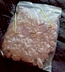 Doll Hair White One Ounce Plus Doll Glasses 2 3/4" x 2 1/2" - Picture 1 of 1