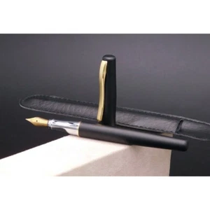 New | Duke Fountain Pen in Black Gold |* Gold-Plated M Nib - Picture 1 of 6