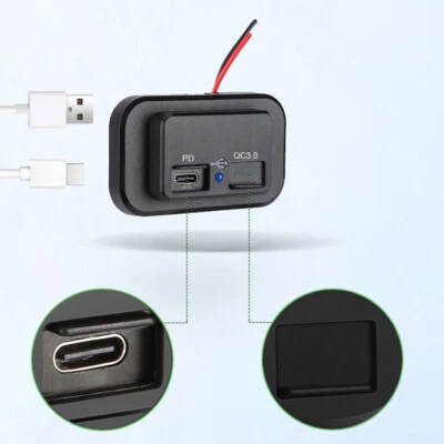 Type C QC3.0 USB Car Phone Charge Fast Charging Power Adapter Socket Dustproof - Imagem 1 de 4