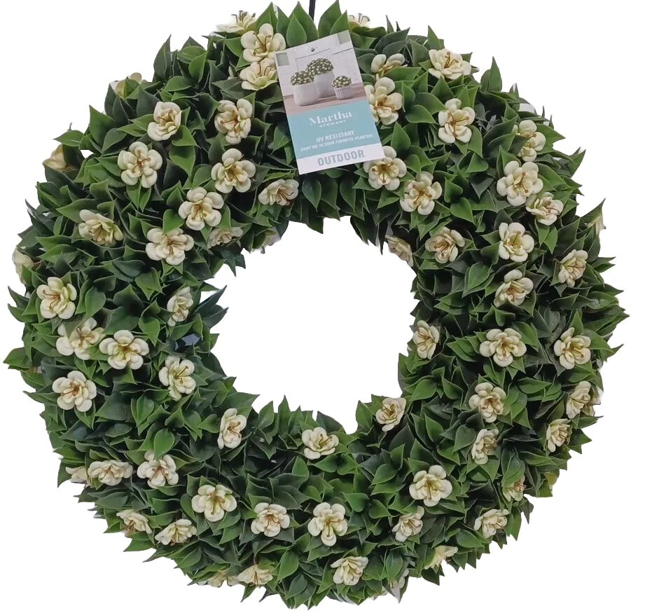 Martha Stewart Topiary Kissing Wreath Fern & White Gardenia Spring Summer 22" - Image 1 of 1