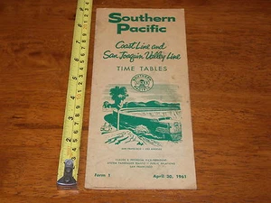 SOUTHERN PACIFIC COAST LINE AND SAN JOAQUIN VALLEY LINE TIMETABLES 1961 TRAIN - Picture 1 of 1