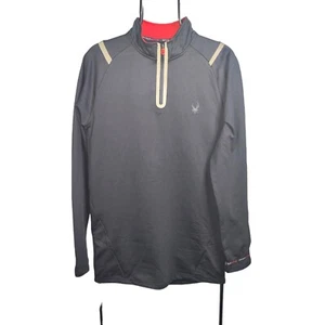 SPYDER ACTIVE Pullover Negro Manga Larga 1/4 Cremallera Para Hombre Camisa Atlética Reflectante - Imagen 1 de 5