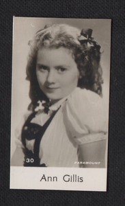 #30 Ann Gillis1940 Bridgewater Cookies 8th Series Film Star Card