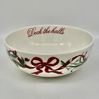 Martha Stewart Holiday Garden 9" Serving Bowl Holly Floral Red Ribbon Macy's Euc
