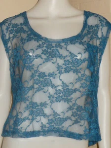 NUEVA CAMISA AZUL GRAN TAMAÑO CON CAPA DE ENCAJE FLORAL CAPA TOP JAPÓN LOLITA L - Imagen 1 de 5