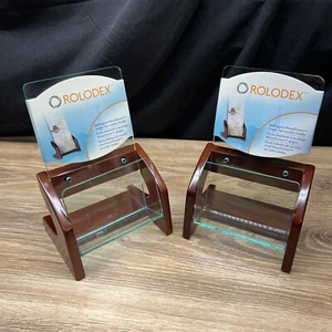 Two Rolodex Mohogany modern Brochure Holders. - Picture 1 of 6