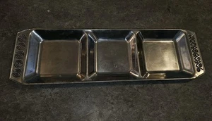 Wilton Armetale Reggae 19x6" Divided Rectangular Silver Tone Serving Tray 820564 - Picture 1 of 4