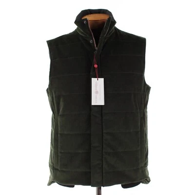 Chaleco de pana Luciano Barbera nuevo con etiquetas mezcla de algodón talla 54 (XL EE. UU.) en verde liso Foto 1 de 4