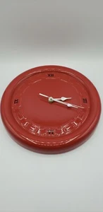 Longaberger Pottery Battery Clock Red Paprika Color Round 10.5" - Bild 1 von 12