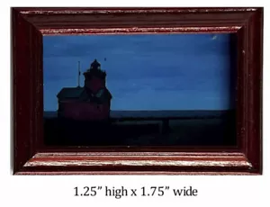 Puppenhaus Miniatur im Maßstab 1:12 - GERAHMTE KUNST - Nachtszene - Bild 1 von 1