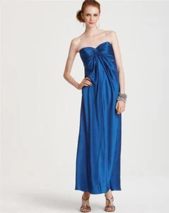 Laundry by Shelli Strapless Silk Charmeuse Gown Sz 4 Blue - Picture 1 of 2