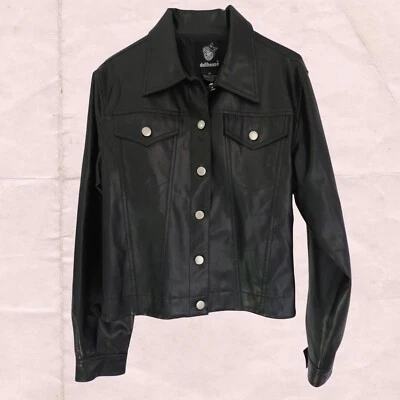Chaqueta de moto Jean de cuero sintético elegante negra para casa de muñecas M nueva sin etiquetas Foto 1 de 4