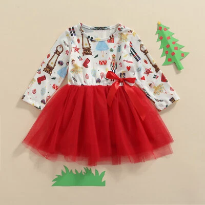 NEW Christmas Nutcracker Girls Long Sleeve Tutu Dress 2T 3T 4T 5T - Image 1 of 4