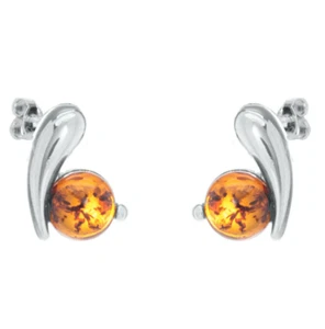 Argent Massif 925 Argent Ambre Baltique Véritable Clous Boucles D'oreilles Sac - Imagen 1 de 1