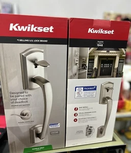 Kwikset Prescott Front Door Handle Only ( Satin Nickel ( 9150-013) - Picture 1 of 8