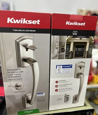 Kwikset Prescott Front Door Handle Only ( Satin Nickel ( 9150-013) - Image 1 of 4