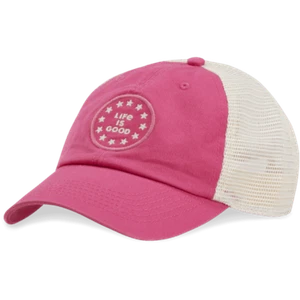 Life Is Good LOGO STARS Soft Mesh Back Chill Cap Hat Pink Snapback Womens OSFM - Picture 1 of 5