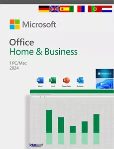 Microsoft Office Home & Business 2024 Vollversion 1 PC/Mac DE/ML Dauerlizenz NEU - Bild 1 von 6