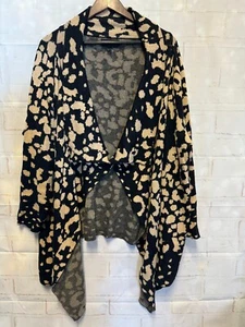 Lane Bryant Sweater Womens 18/20 Black Beige Leopard Print Cardigan Polycotton - Picture 1 of 12