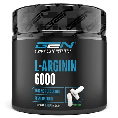 L-Arginine 6000 High Dose - 380 Capsules - Pure Arginine HCL - Vegan - Image 1 of 4