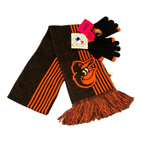 *NEW* FOCO MLB Baltimore Orioles Adult Scarf and Gloves Set Cover