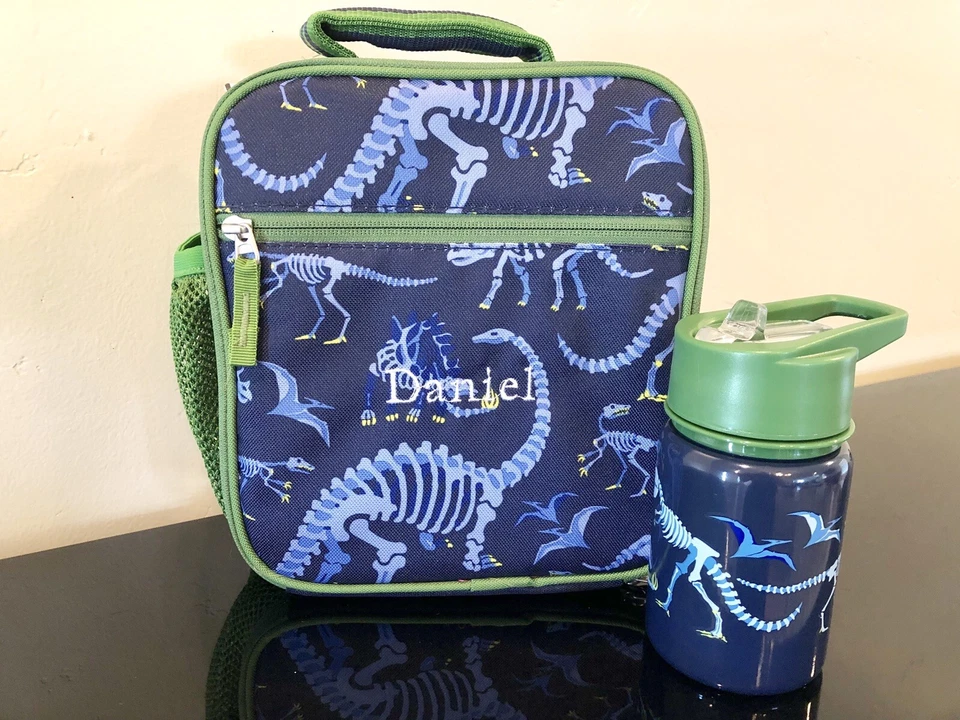 NEW Pottery Barn Kids Dinosaur Bone Classic Lunch Box Water Bottle Mono Daniel - Image 1 of 1