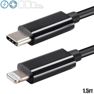 1.5FT USB-C Type C to iPhone PD 18W Fast Charge Sync Data Cable iPhone Black - Picture 1 of 7