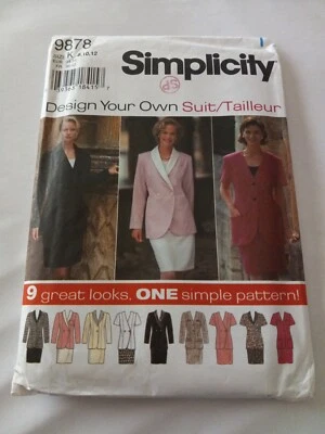 9878 Simplicity sewing pattern. WOMENS DESIGN YOUR OWN SUIT. SZ 8, 10, 12 - Image 1 of 3