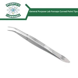 Pinzas de laboratorio de uso general Scientific Labwares pinzas puntas de punto curvo 4,5 pulgadas - Imagen 1 de 3