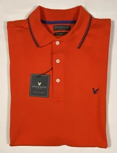 Lyle & Scott Navy Tipped Orange Polo Shirt Golf gekämmte Baumwolle Herren Gr. XL S/S - Bild 1 von 12